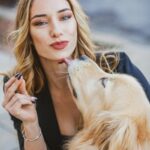 dog is licking the air